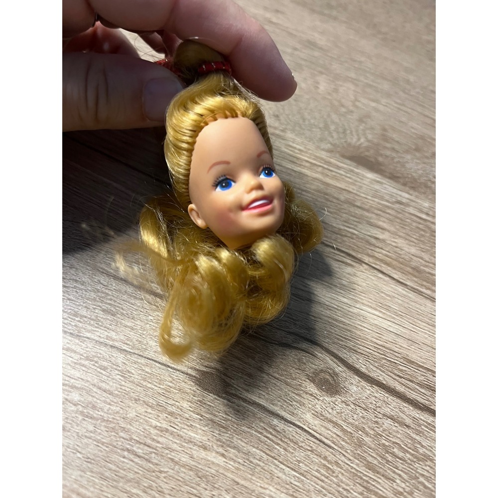 Vintage Barbie Skipper Doll Head Blonde Long Curly Hair Blue Eyes Play For Kids